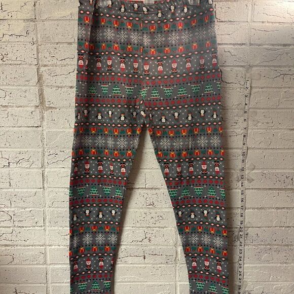 Christmas Holiday Santa Christmas Tree Leggings Xl 15/17 - Picture 2 of 10